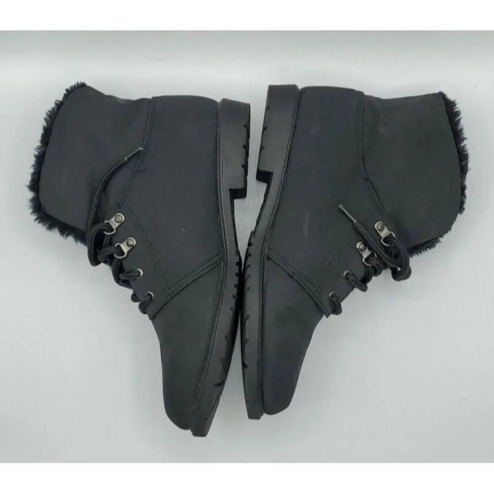 Original Rugged Outback  Womens Ankle Boots Black Waterproof 7.5 Sherpa Grunge
